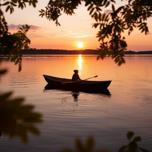 Finland-boating in lake