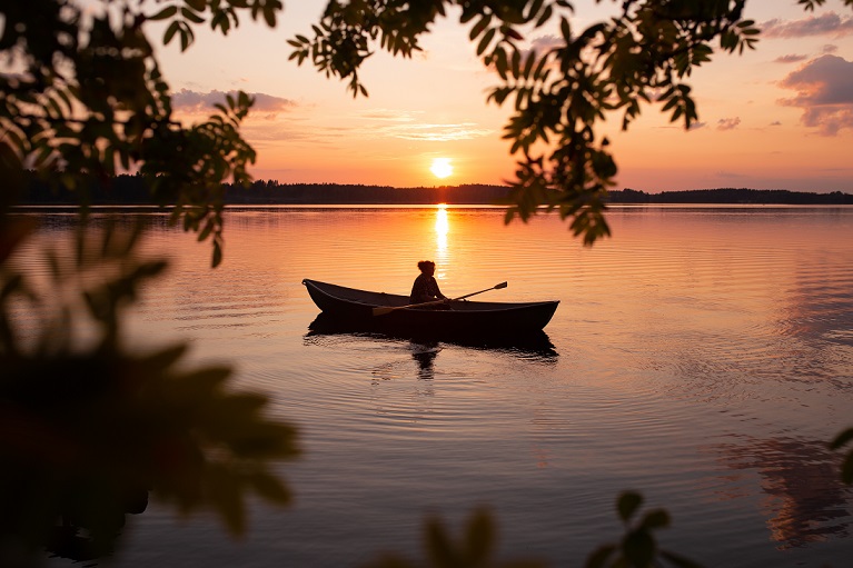 Finland-boating in lake