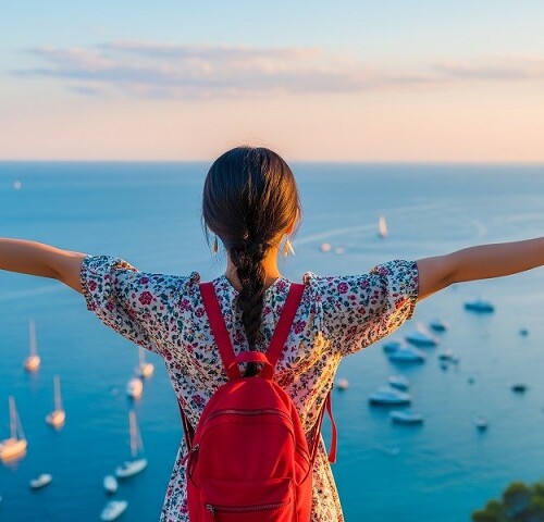 海外旅行を楽しむ女性
