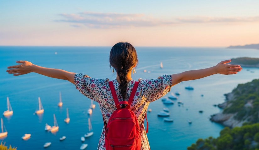 海外旅行を楽しむ女性