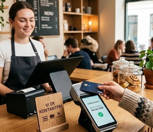 北欧のカフェで支払いをする人のイメージ