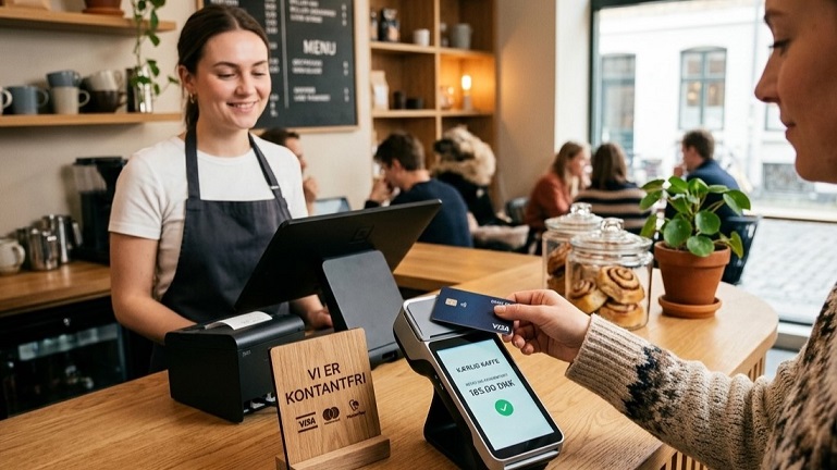 北欧のカフェで支払いをする人のイメージ